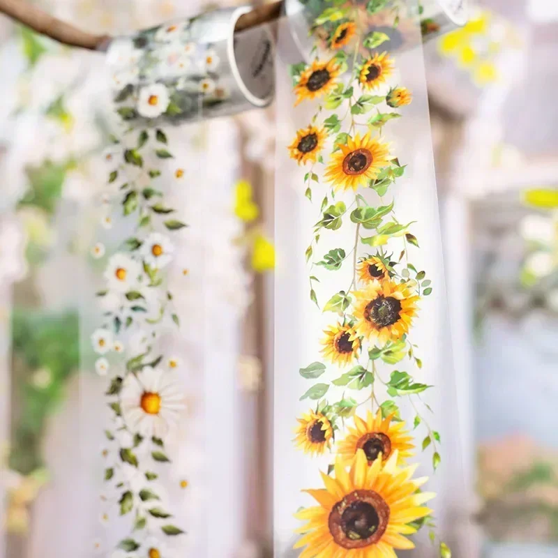 1Roll 2M PET Tape branch vine flower shadow plant landscape decoration collage material Adhesives handbook Scrapbook 50mm*2m