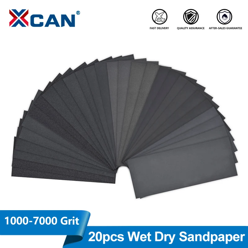 

XCAN 20pcs Sandpaper Set 1000/2000/3000/5000/7000 Grit Water/Dry Sanding Paper Abrasive Tools for Metal Glass Wood Polishing