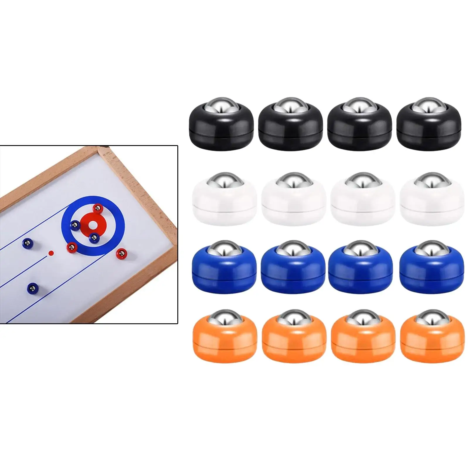 16x Shuffleboard Pucks Shuffleboard Curling Accessories 4 Colors Shuffleboard Table Pucks for Shuffleboard Enthusiasts Playing