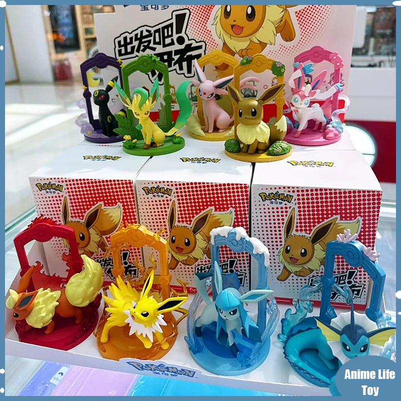 Genuine Pokemon Go Blind box 9 Styles Eevee Sylveon Umbreon Vaporeon Glaceon Flareon Action Figure Kawaii Anime Model Doll