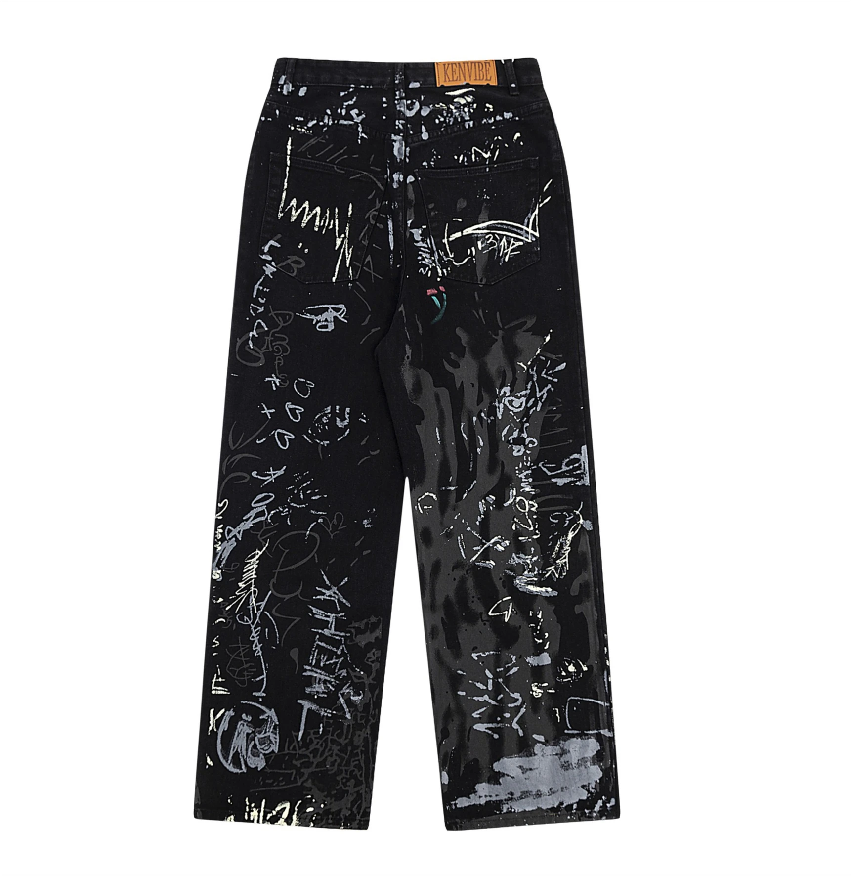 Dżinsy damskie dla mężczyzn Retro Y2K Black Graffiti Punk Rap Street Jeans Designer Straight Fashion Pants Couple Sports Casual Trousers