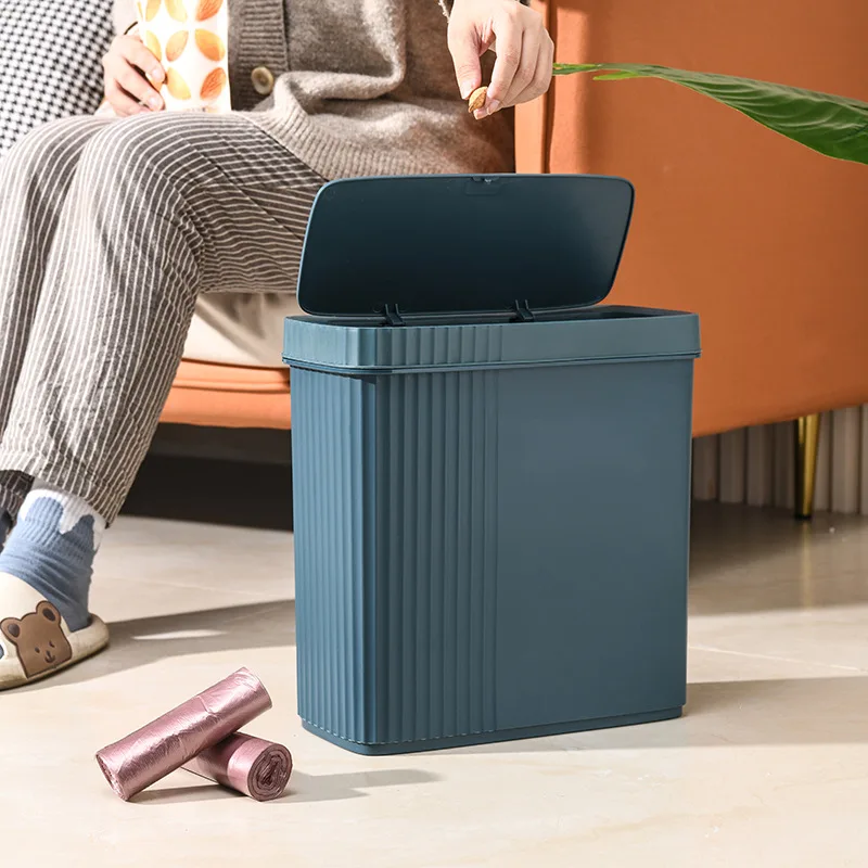 8L Trash Can Household with Lid Kitchen Classification Press-type Bathroom Living Room Rectangular Trash Can