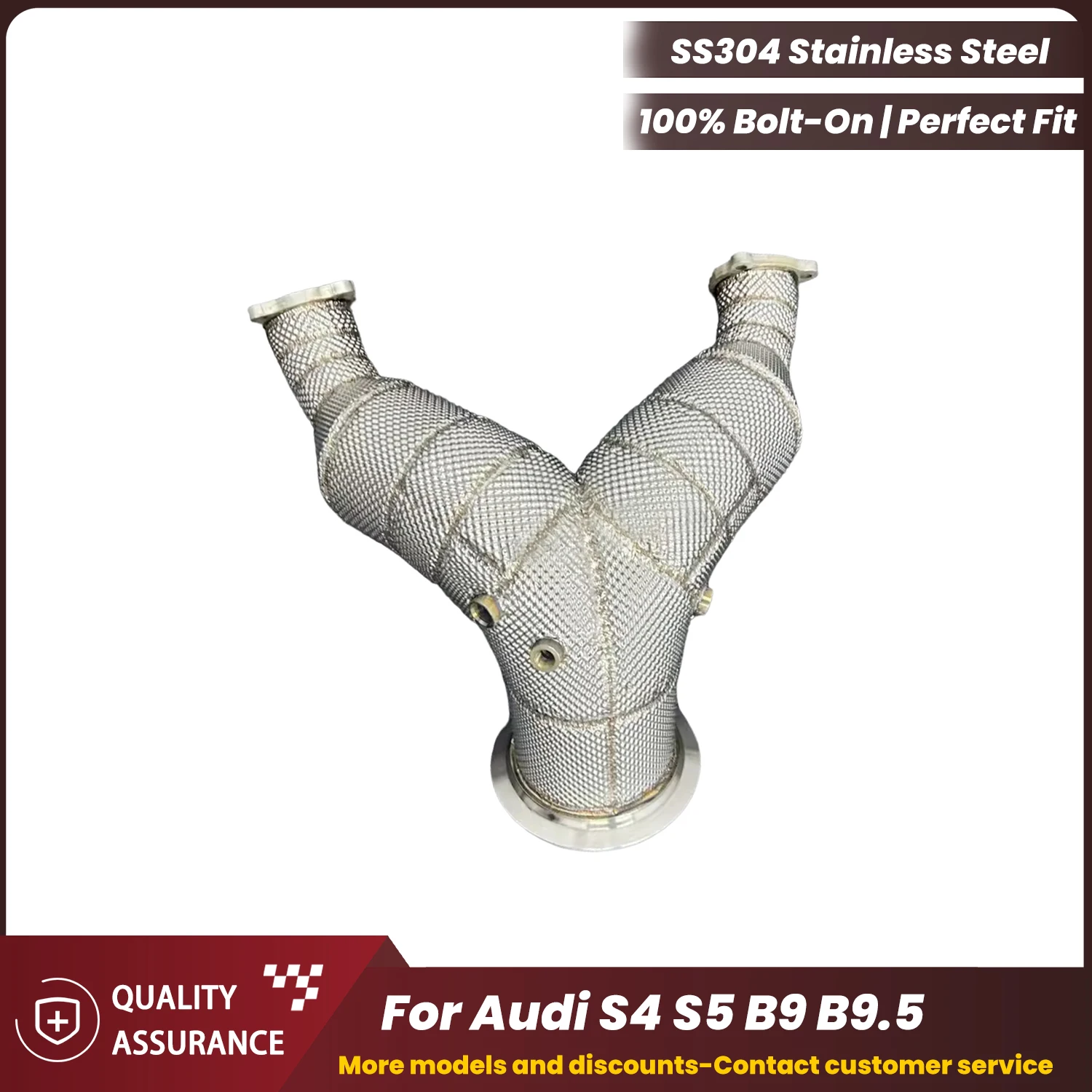 

ECCF Sports Downpipe With Heat Shield For Audi S4 S5 B9 B9.5 Aggressive Exhaust Sound High Flow Performance Upgrade
