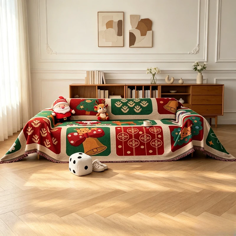 Christmas Style Sofa Towel One Piece Sofa Cover Cloth Home Decoration Towel Suitable For All Seasons Anti Cat Scratching
