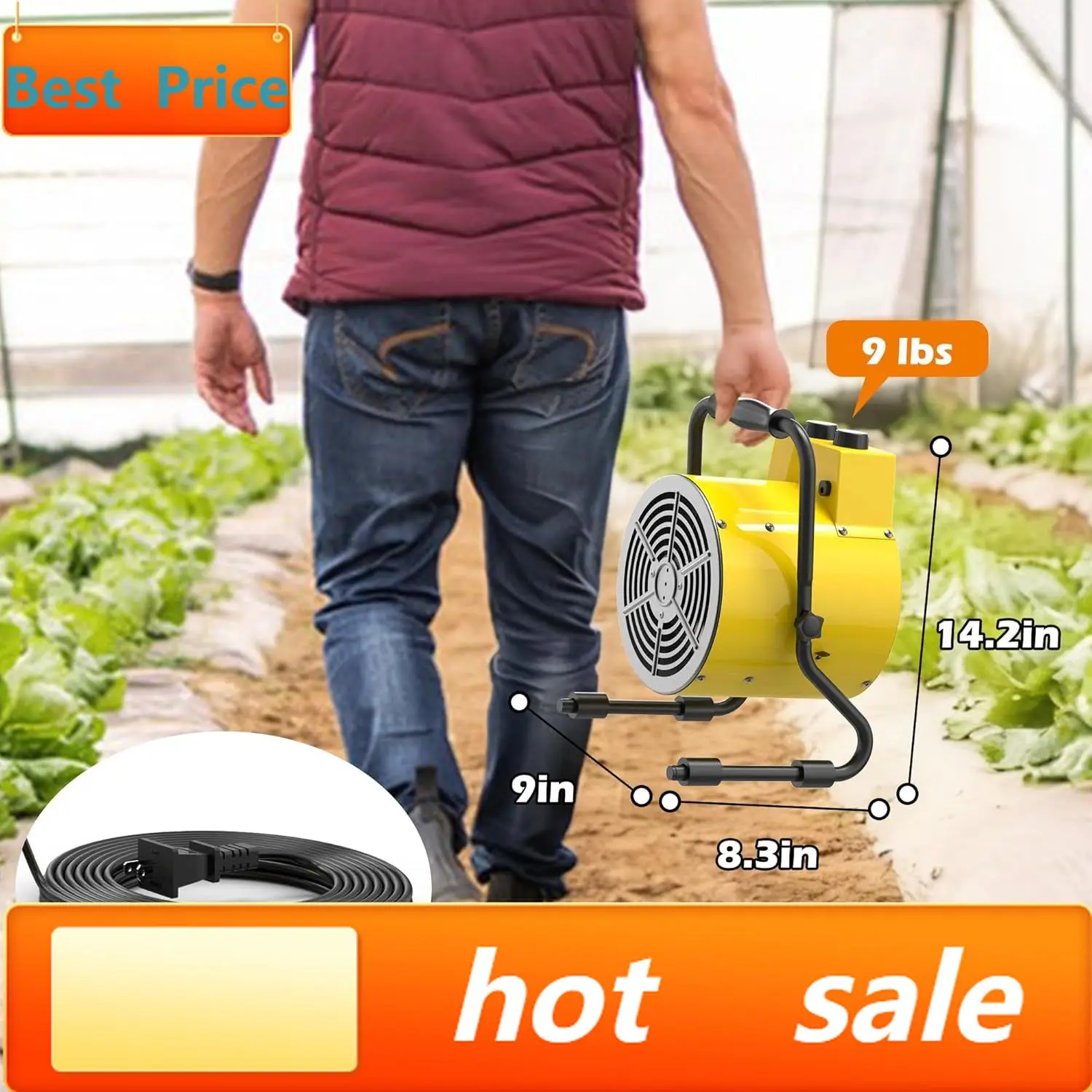 

hot-sellingGreenhouse Heater with Digital Thermostat, Outdoor Heaters with 1500W Fast Heating, Overheat Protection, Adjustable F