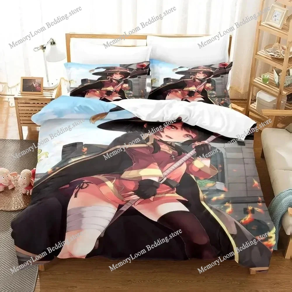 

3D Print Anime KonoSuba Bedding Set Duvet Cover Bed Set Quilt Cover Pillowcase Comforter king Queen Size Boys Adult Bedding Set