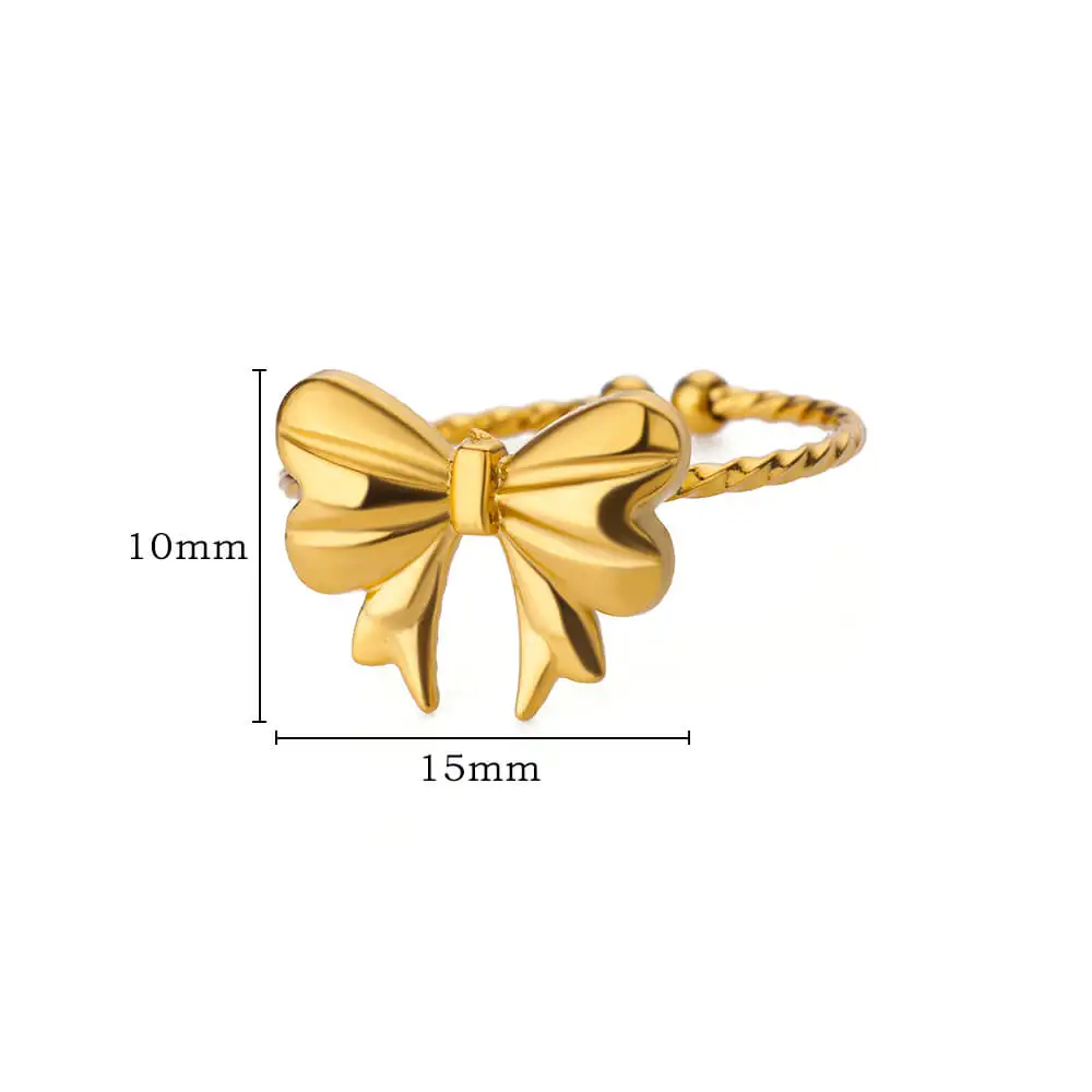 Stainless Steel Bow Butterfly Rings For Women Gold Color  Adjustable Bow Ring Wedding Aesthetic Minimalist  Jewelry Gift