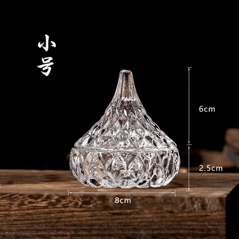 Creative Glass Pine Nuts Water Drop Candy Jar with Lid Jewelry Box Decorative Ornaments Dried Fruit Plate Candy Jar with Lid