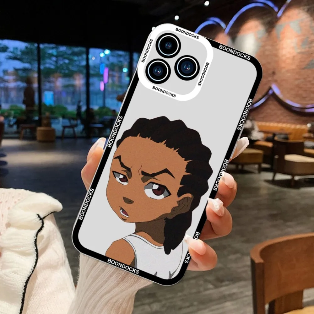 Cartoon The Boondocks Phone Case For iPhone 11 12 Mini 13 14 15Pro Max Transparent Shell