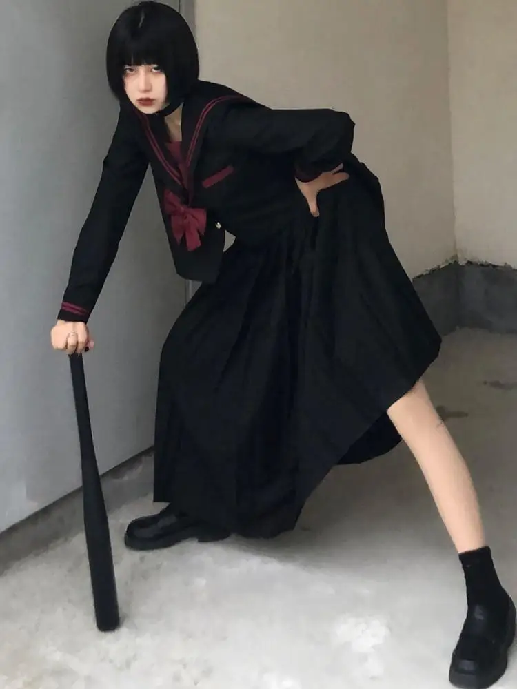 2025 School Girl Embroidery Uniform Long Sleeve Top Japanese Class Sailor School Clothes For Students Anime Cos For Women S-xl