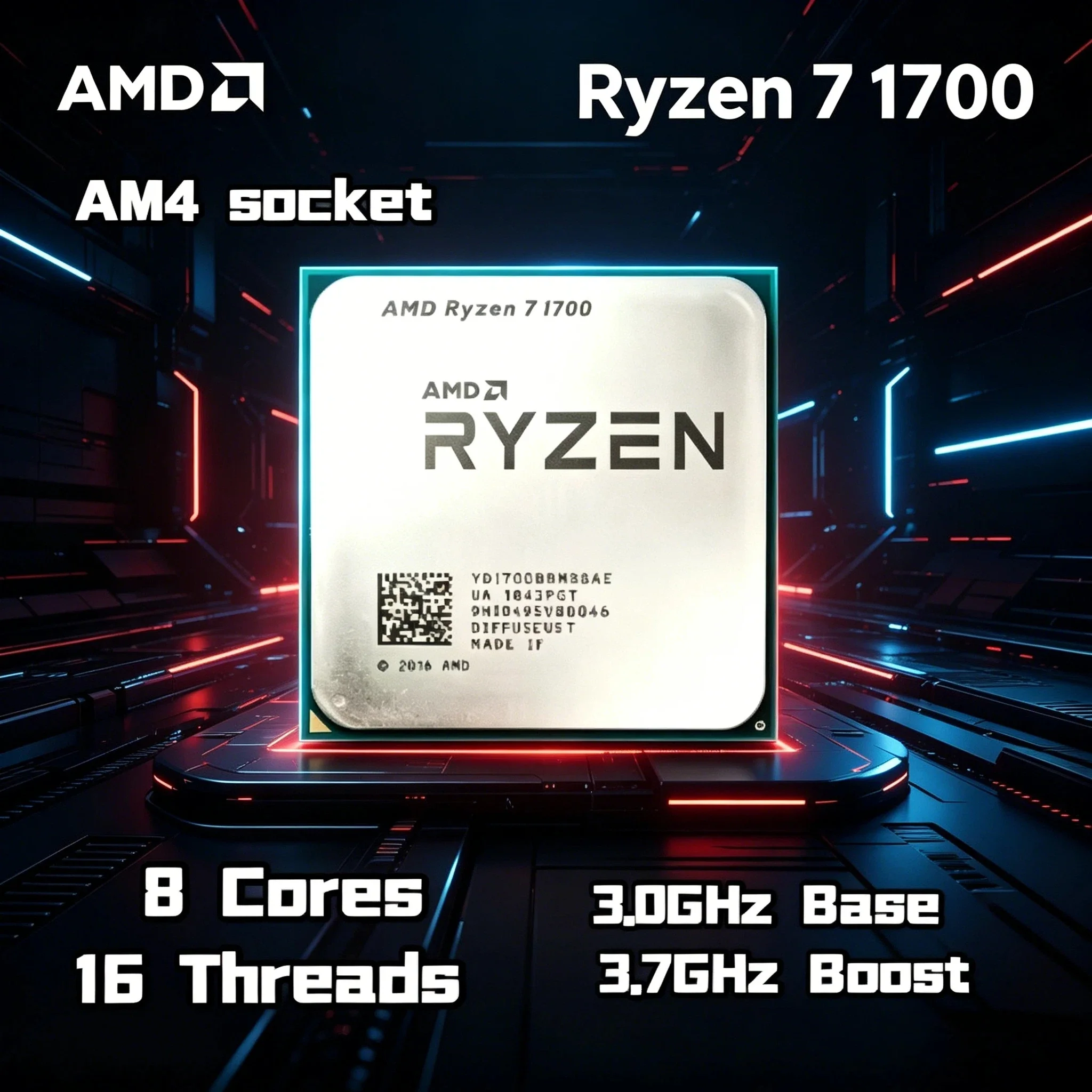 

AMD Ryzen 7 1700 R7 1700 3.0GHz 8 Core 16 Thread CPU 65W Socket AM4 Gaming CPU Without Package Pro Max 4K Ultra