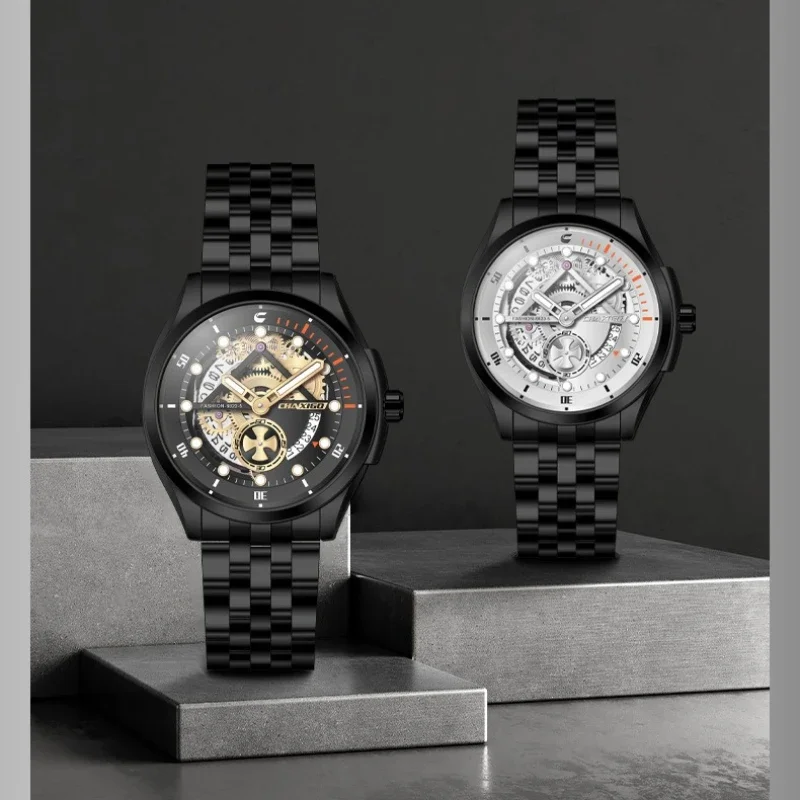 CHAXIGO 6823 Relogios Masculino Luxus Mode Quarz Stahlband herren Uhr Kalender Wasserdicht Leuchtende Uhren für Männer