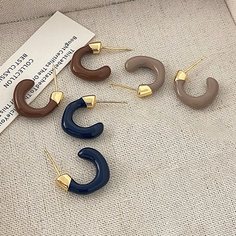 

PONYKISS 925 Sterling Silver 18K Gold Enamel Letter C Stud Earrings for Women Trendy Personality Fine Jewelry Accessories