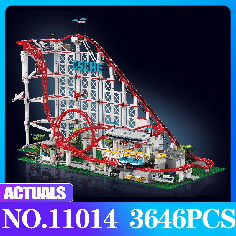 MOLD KING – montagnes russes électriques, modèle avec moteur 11014, bloc de construction de parc d'attractions en brique, jouets MOC pour enfants, cadeaux de noël