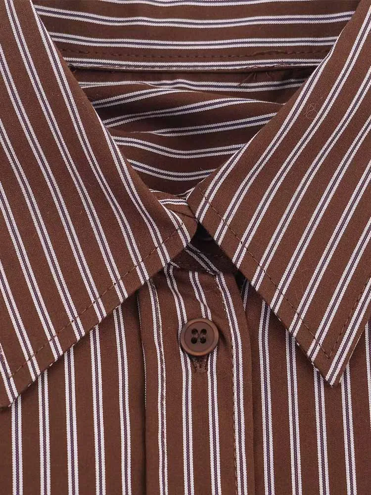 Europäischen und Amerikanischen stil herbst neue ankunft modische lässig einfache frauen langarm gestreiften lose hemd