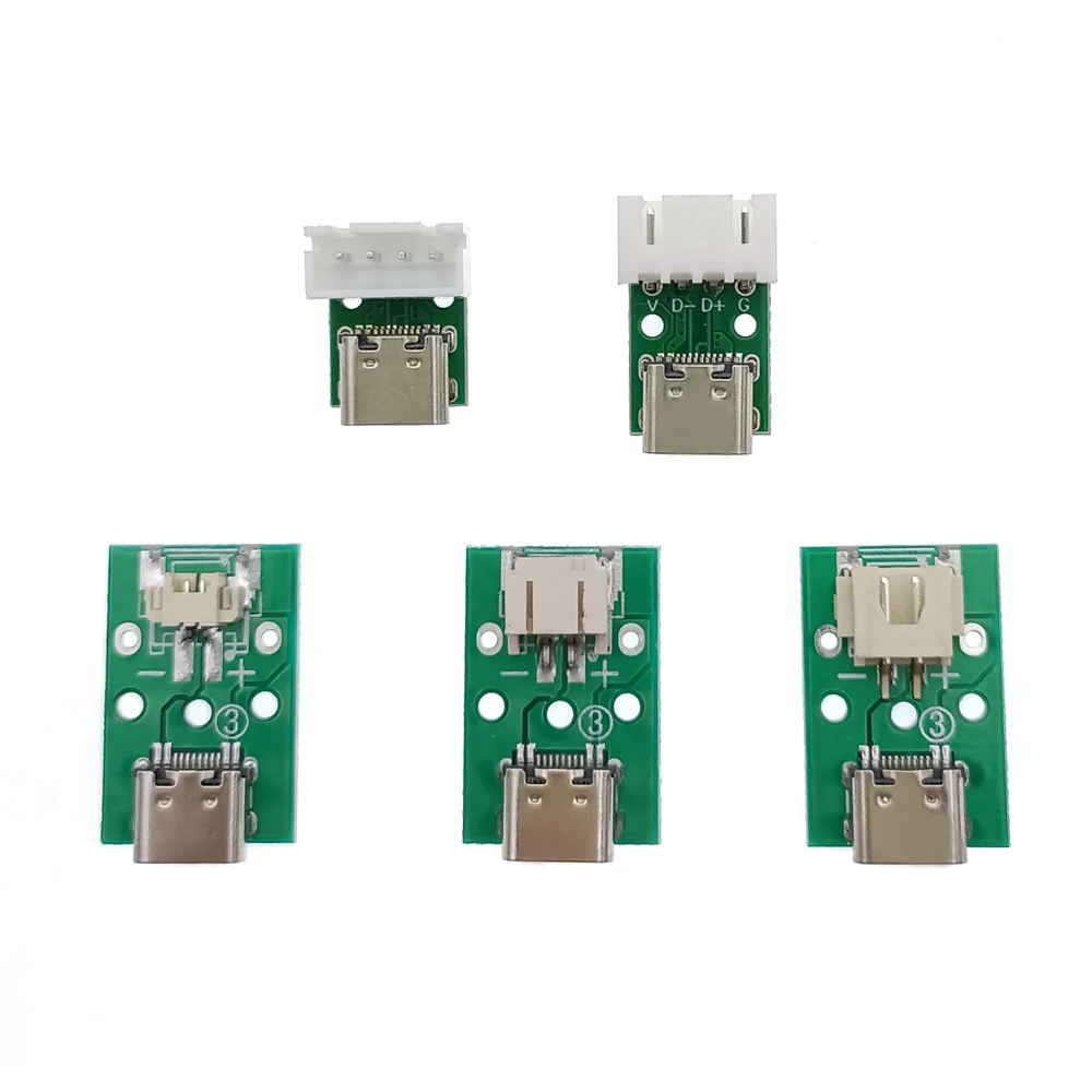 Type-C To MX1.25 PH2.0 XH2.54 Pitch 2Pin/4Pin Power Adapter Board Data Cable Test Board Straight Pin Elbow Pin PCB Connector