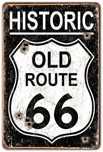 Винтажная металлическая Оловянная вывеска гараж 20,32x30,48 см-Исторический Старый маршрут 66, Автомобильный знак, старая школа
