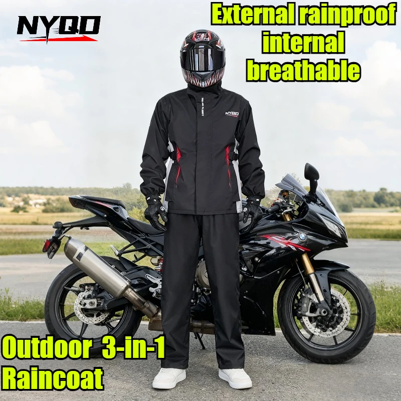 

Мотоциклетный дождевик для мужчин, ультратонкий водонепроницаемый комплект для активного отдыха, велоспорта, рыбалки, непромокаемая куртка для мотоциклистов
