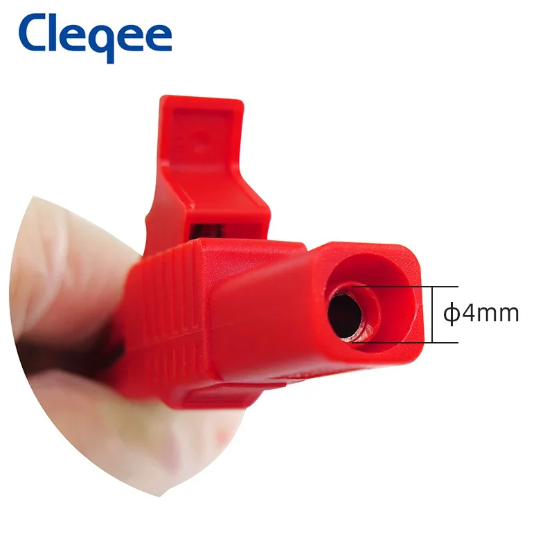 Cleqee P2003 5PCS 32A Heavy Duty Alligator Clip Safety Copper Crocodile Clamp Multimeter Test Clips with 4mm Banana Socket 1000V