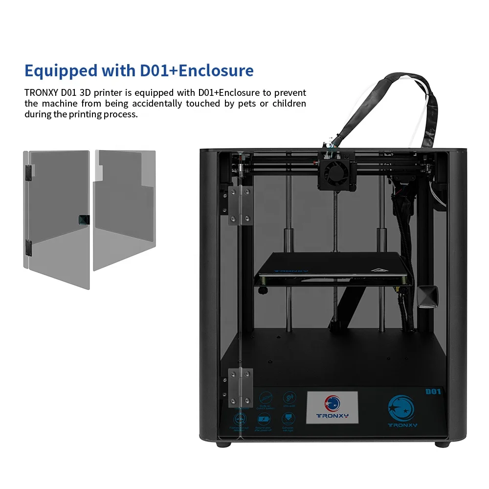 Tronxy Wholesale Linear guide rail 3d printing metal axis machine D01 enclosure high temperature 3d printer