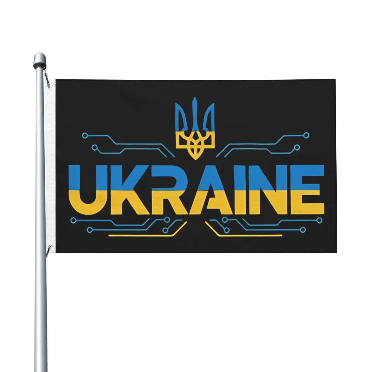 Dual Circuit Frame Ukraine Flag Text Tryzub Flag Hanging Banner For Festival Home Decoration 90X150cm Fashion Flags