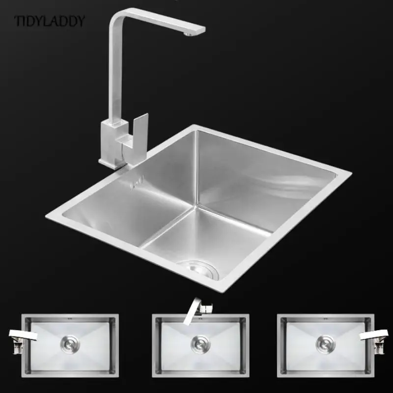 Bồn Rửa Chén Ẩn Bát Đơn Thanh Nhỏ Kích Thước Bồn Rửa Chén Inox Ban Công Tản Che Khuyết Điểm Đen Bồn Rửa Chén Thanh Bồn Rửa