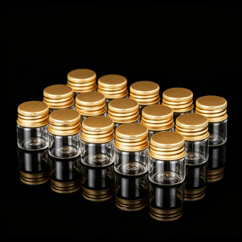 Clear Glass Test Tube Vials With Golden Aluminum Screw Cap 10-100ml Empty Storage Bottles for Candy Pill Small Items Spice Weddi view 2