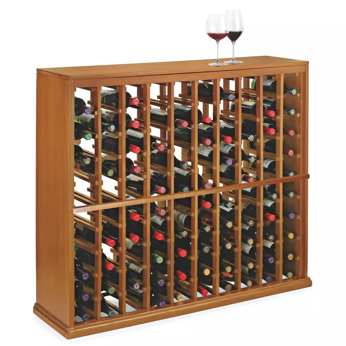 

Popular 100 Bottle Wood Standing Countertop Stackable Wine Shelf Storage Red Rack Cabinet Kit Display Racks