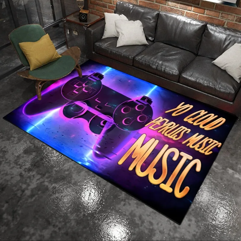 Gaming Rug for Boys Room Gamer Rug with Controller Design Carpet for Game Room Bedroom Decor Non-slip Machine Washab Mat