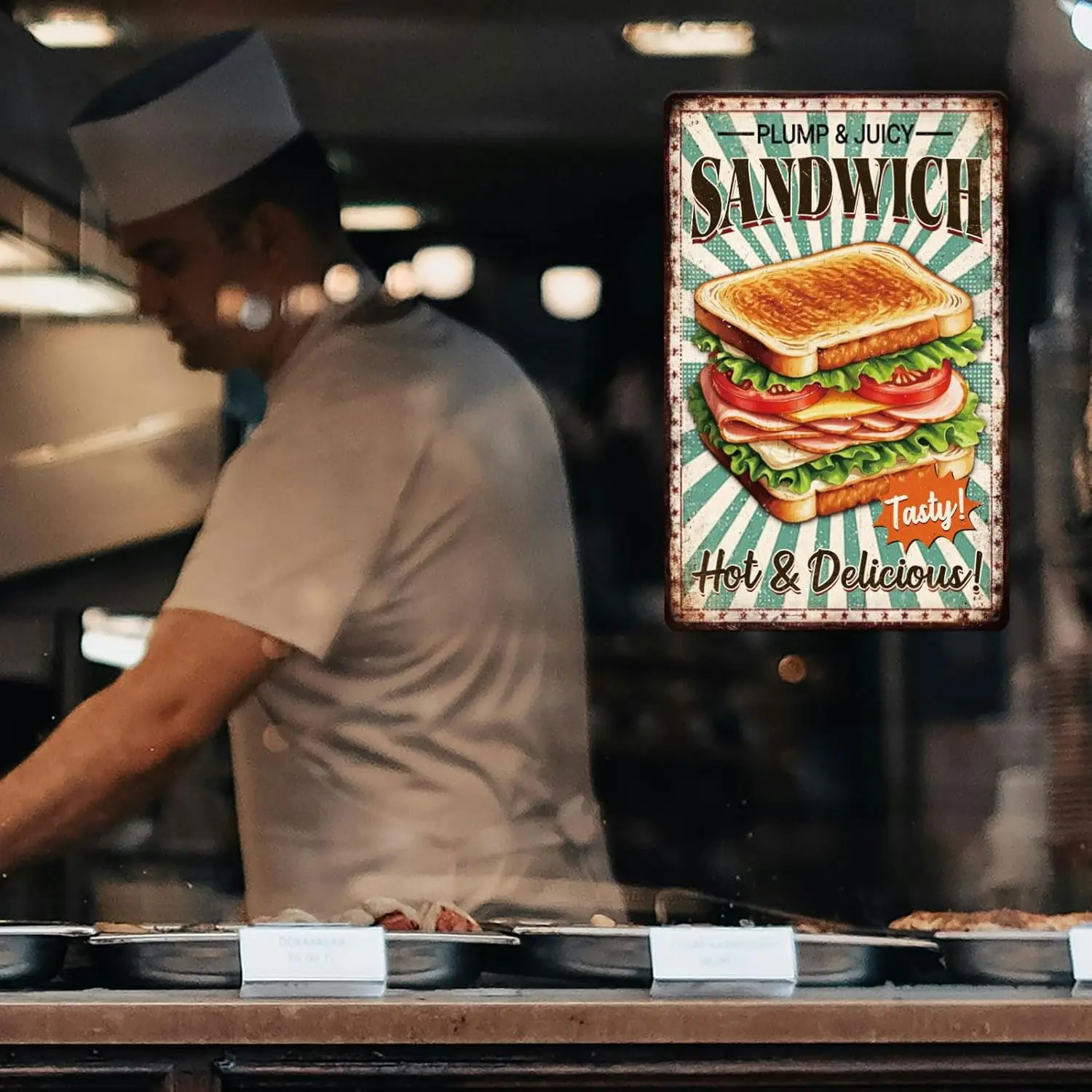 Sandwich Metal Iron Sign 