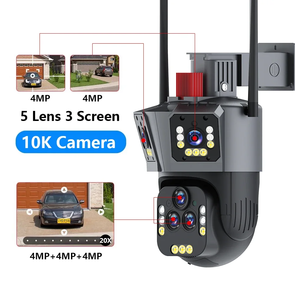 Rscamtom 20MP 5 Lens IP66 Waterproof 20X Wireless Camera WiFi PTZ Network Camera With Speaker