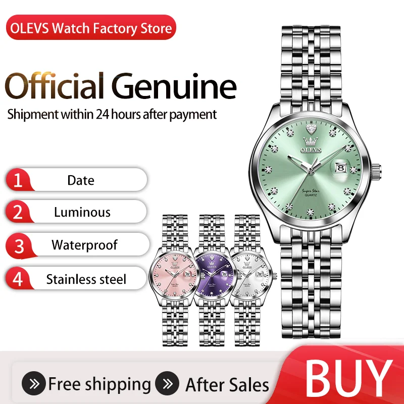 

OLEVS элегантные модные женские часы водонепроницаемые минималистичные трендовые кварцевые часы для женщин дата оригинальные брендовые светящиеся наручные часы