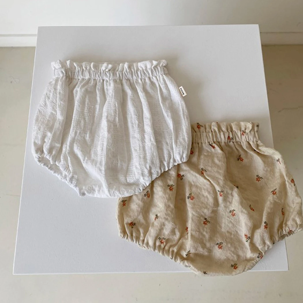 Summer Korean Toddler Girls Floral Bloomers Cotton Linen Shorts Newborn Baby Boys Girls Short Trousers Pp Pants Diaper Covers