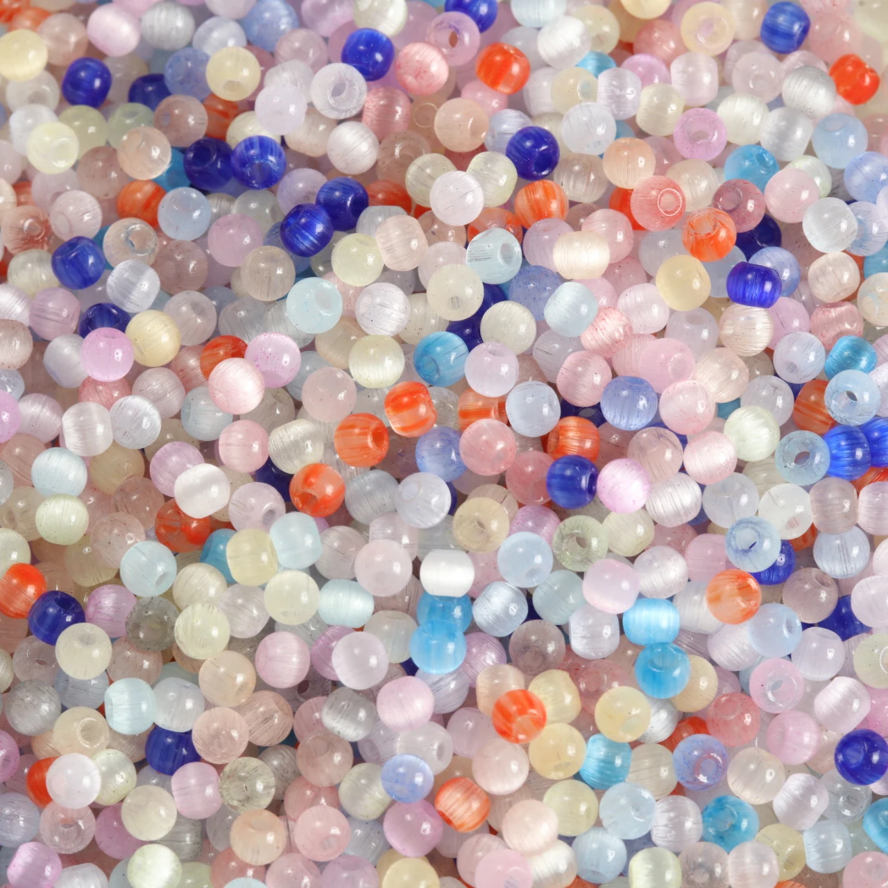 300-2400pcs 4mm Mini Cat Eye Glass Seed Beads Translucent Round Beads For Diy Bracelet Necklace Jewelry Making Accessories