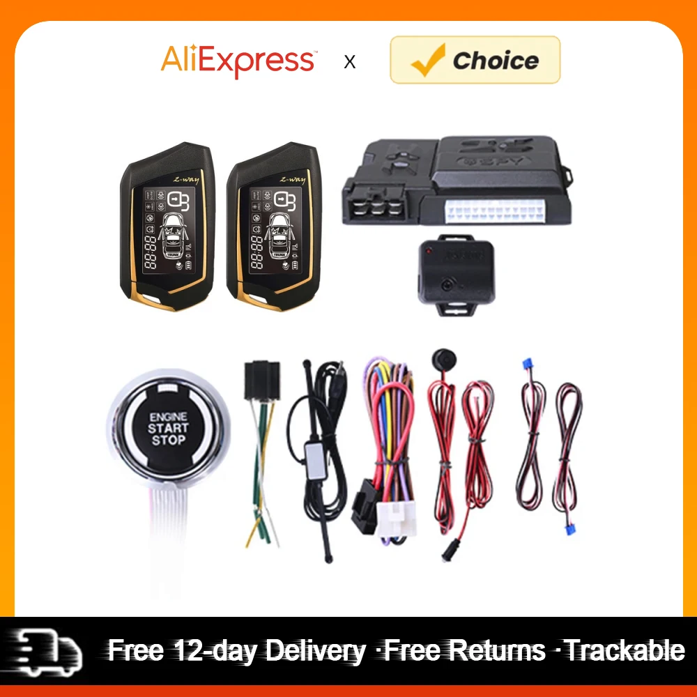 Car Anti-Theft Alarm Remote Starter System PKE Keyless Entry BT Remote Engine Starter Central Lock Kit 2-Way Vibration Alarm