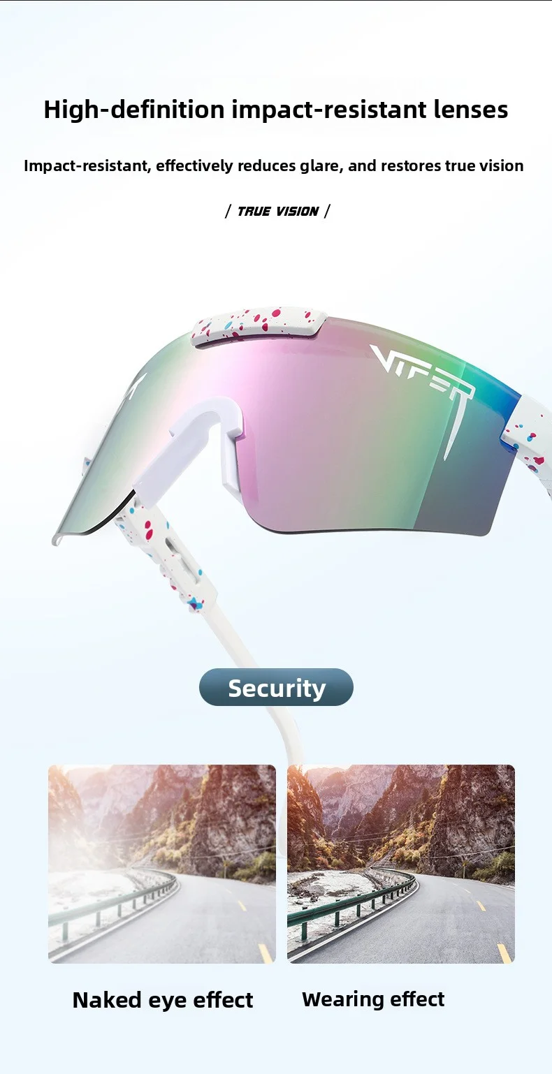 Verstellbare PC-Linsen Quadratische Sonnenbrille für Männer und Frauen, Winddichte Fahrradbrille UV-Schutz Sportsonnenbrille – Detail 7