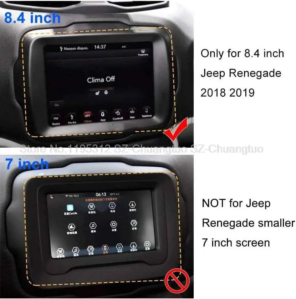 Pellicola proteggi schermo in vetro temperato per Jeep Renegade Uconnect 8.4 pollici 2018 2019 navigazione