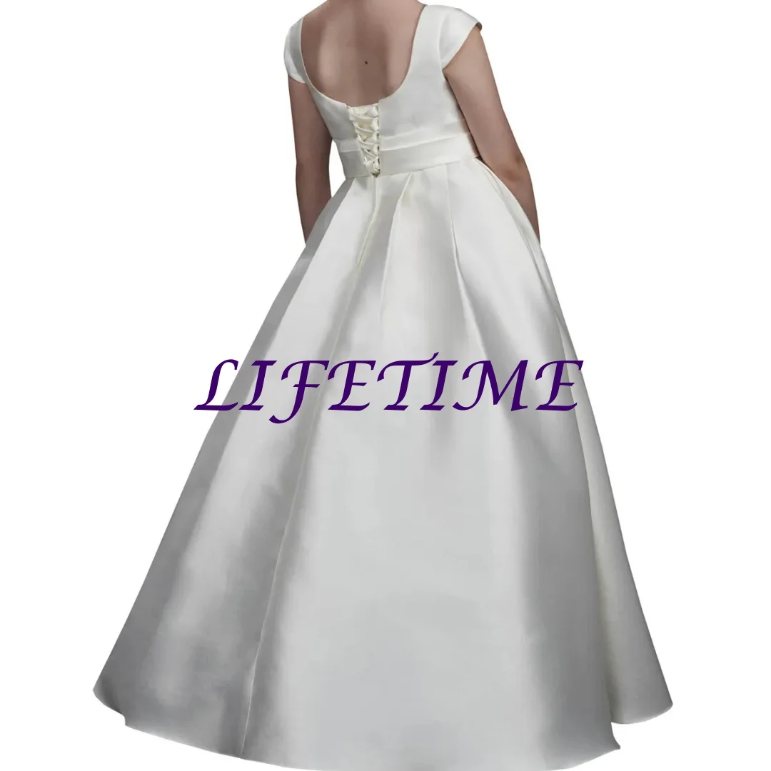 

CustomizedSatin First Communion Dresses for Girls Pink Princess Gowns for Toddler Girls Long Flower Girl Dress for Wedding