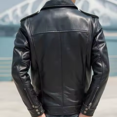 ​​Men's Vintage Leather Jacket Retro Workwear Style Safari Bomber Jacket Faux Fur Collar Autumn Winter Fashion Coat​​