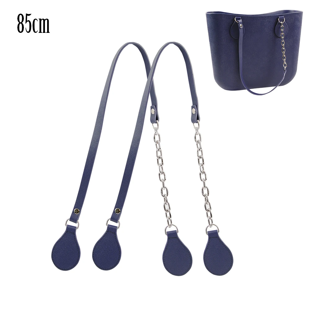 Tanqu New Arrival Long Edge Painting Handles Faux Leather Flat PU Belt and Drops with Thicken Shiny Chain for OBag for EVA O Bag