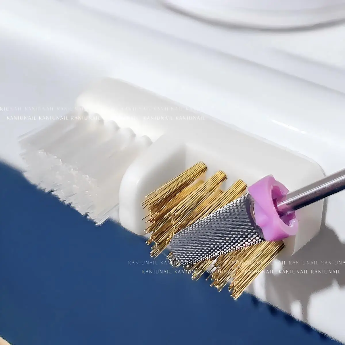 Dual Brush Nail Drill Bit Cleaning Brush Soft & Brass Wire Bristles Soft Hard Drill Grinding Head Brush Cleaner Nail Art Tools
