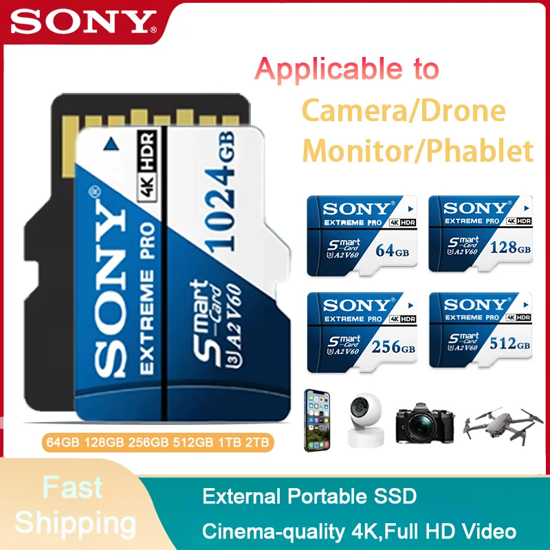 

Карта памяти SONY 1 ТБ, высокоскоростная флеш-карта Extreme, 128 ГБ Micro TF/SD, 256 ГБ, 512 ГБ, карта памяти большой емкости для ноутбуков/ПК/MAC