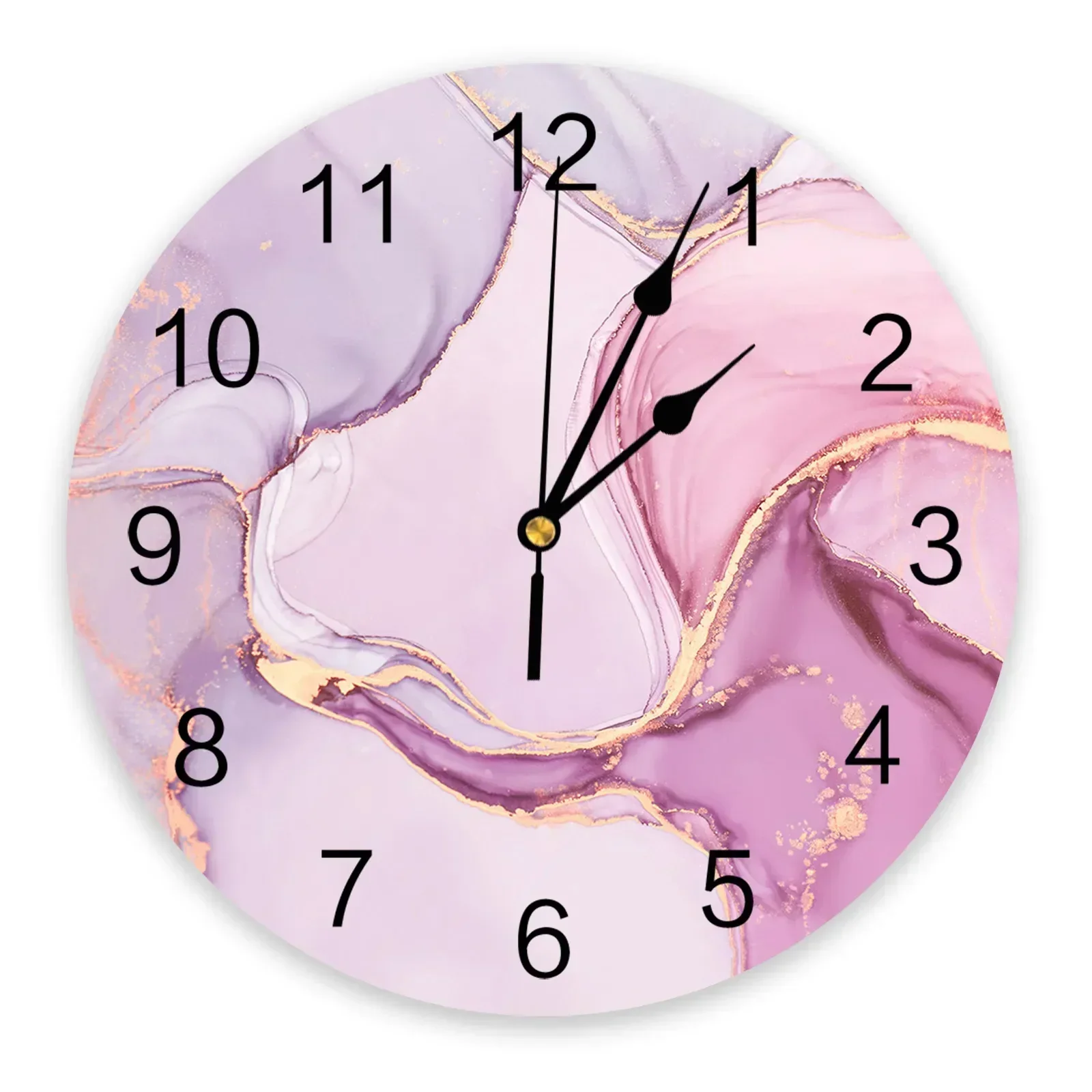 Marble Gradient Pink Design Wall Clocks Silent Home Cafe Office Wall Decor Clocks for Kitchen Wall Art Large Wall Clocks 25cm