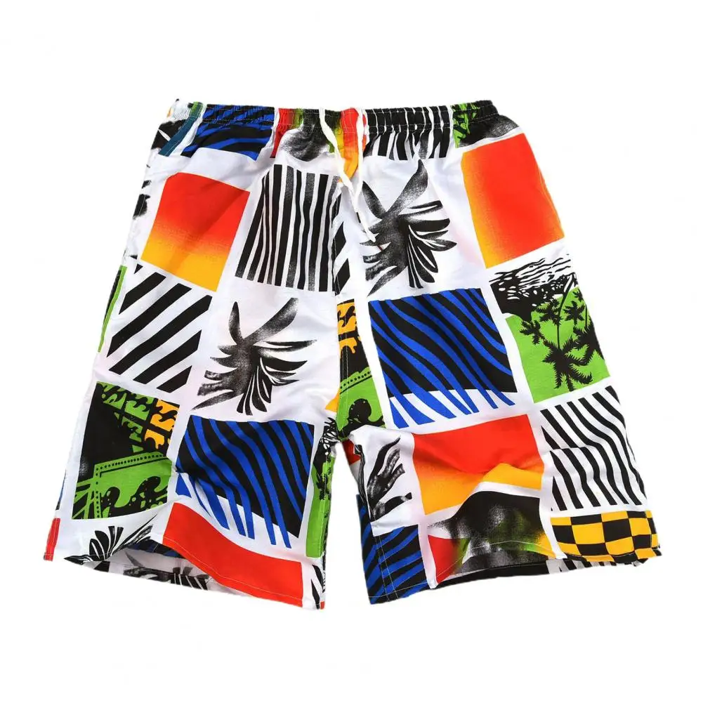 Elastic Waist Drawstring Pockets Men Shorts Coconut Tree Print Hawaii Shorts for Holiday