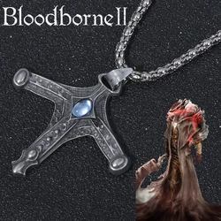 Game Bloodborne Hunter Badge Necklace Cross Necklace Pendants For Men Amulet Necklace Cosplay Props Men Women Backpacks Jewelry