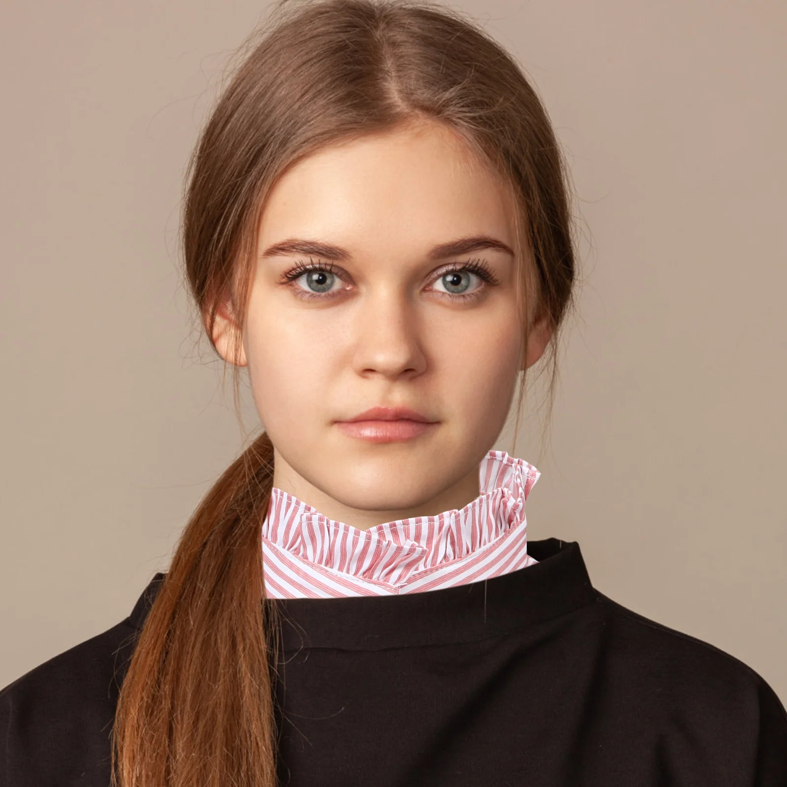 

Striped Decorative Fake Collar Detachable Half Turtleneck Shirt Collar for Sweaters Cardigans Women Fashion Accessories