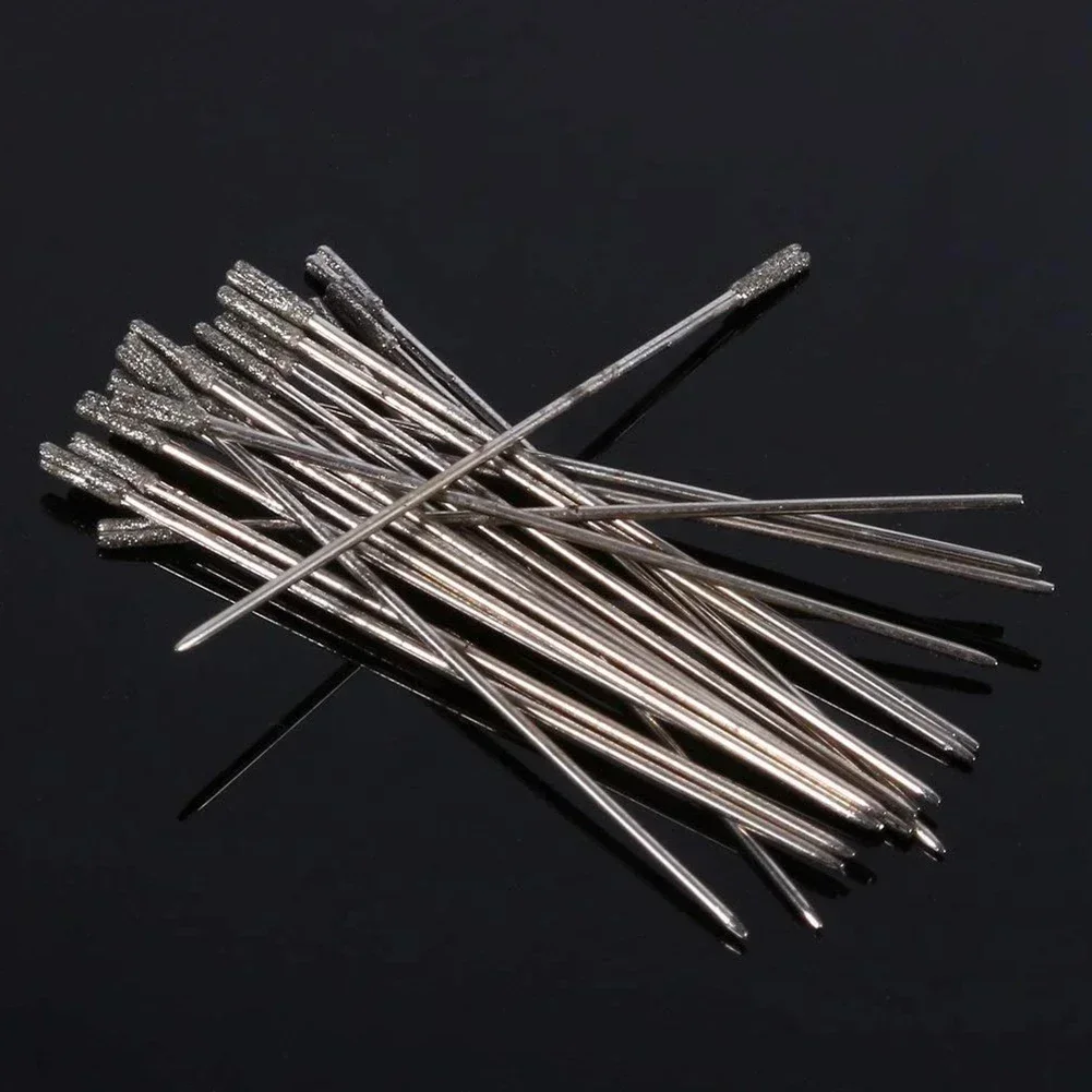 20pcs 1mm Diamond Coated Lapidary Drill Bits Solid Bits Needle For Jewelry Ceramic Agate Jade Amber Drilling Tool