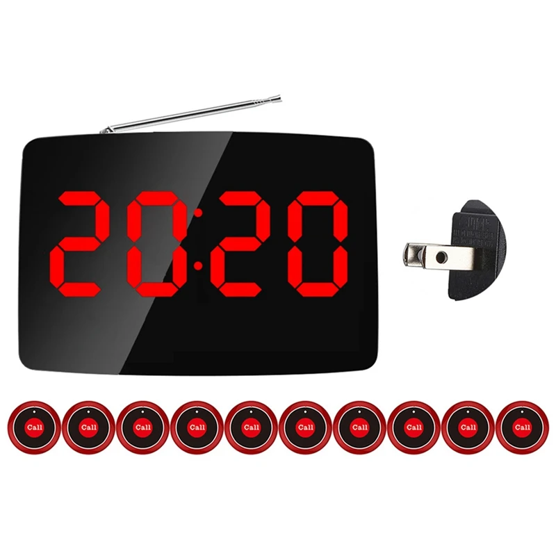 Wireless Restaurant Pager Calling System 10 Call Buttons For Bar, Office, Customer Call Waiter Service Bell