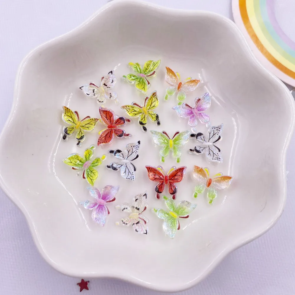 50pcs Resin Colorful Mini Cute Crystal Butterfly Nail Art Flatback Rhinestone Applique DIY Wedding Scrapbook Decor Crafts L754