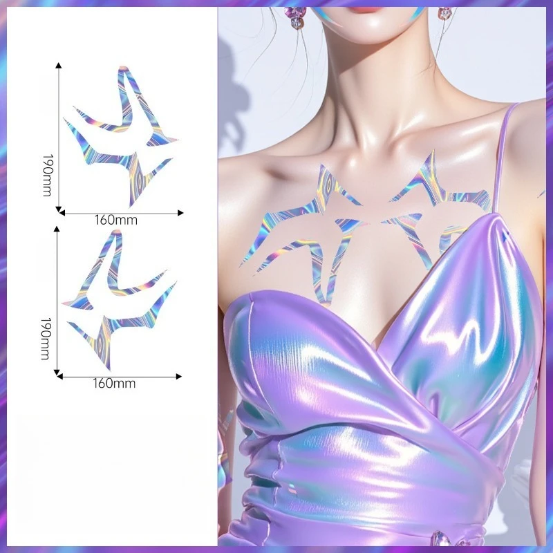 مجموعة مكونة من 8 ملصقات لايتنينج ليزر لكامل الجسم لمكياج شيطان الصيد باللون الأرجواني، ملصقات وشم للأولاد الشيطان